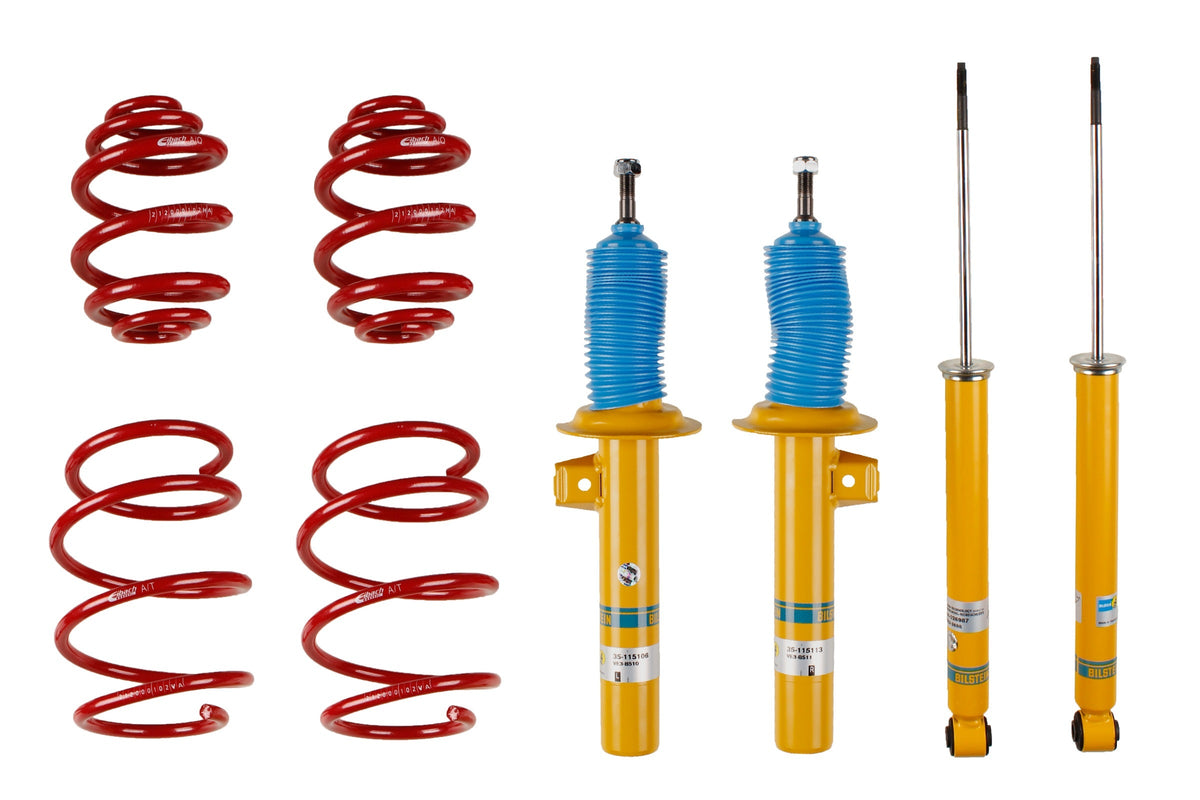 Bilstein B12 coilover suspension kit for BMW 3 Series E46 Touring, featuring adjustable shock absorbers and coil springs.