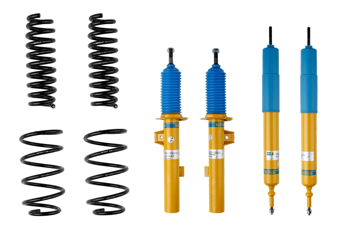Bilstein B12 coilover suspension kit for BMW 3 Series Touring E91, showing assembled coilover components and adjustable struts.