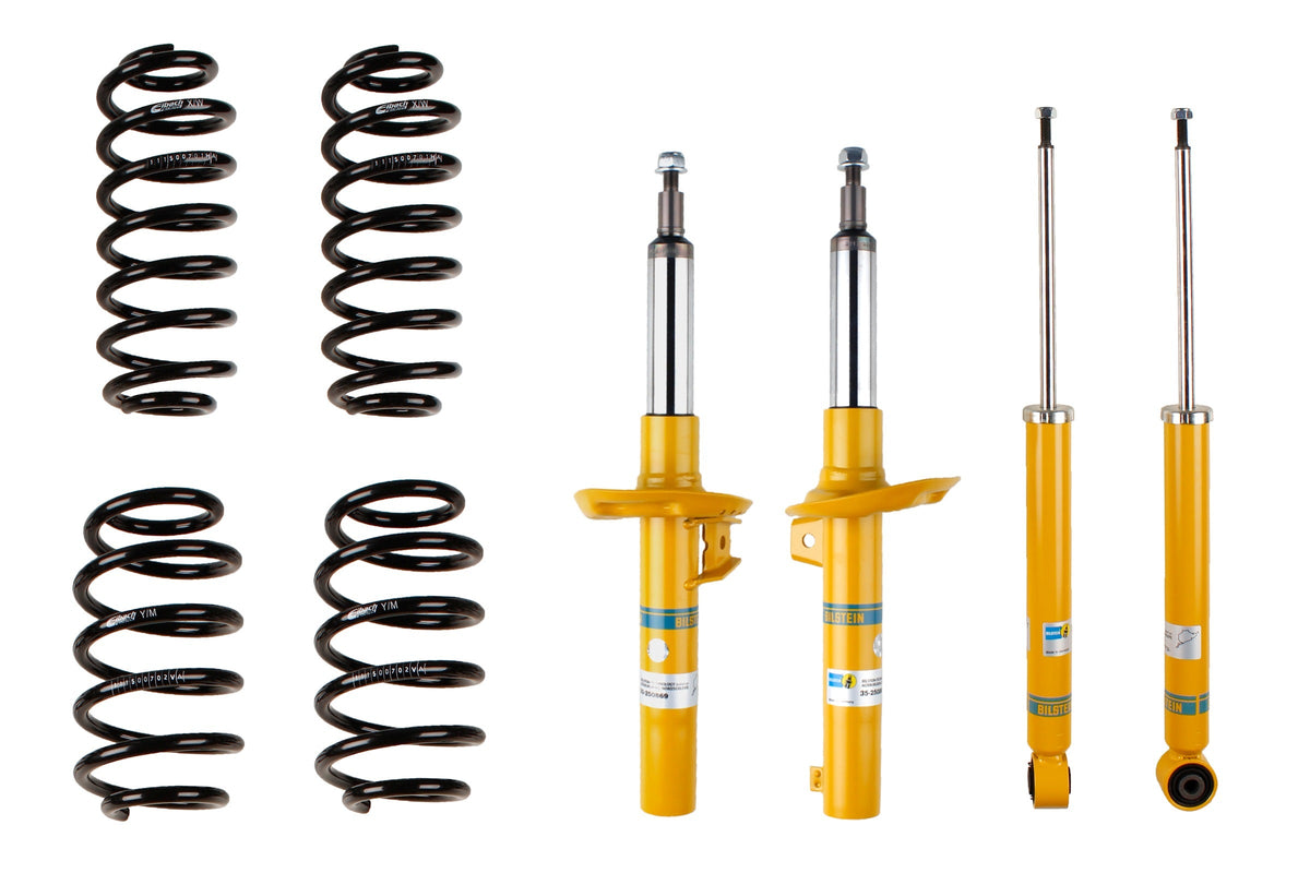 Bilstein B12 suspension kit for Audi A3 Sportback 8PA, showing shock absorbers and coil springs from the kit.