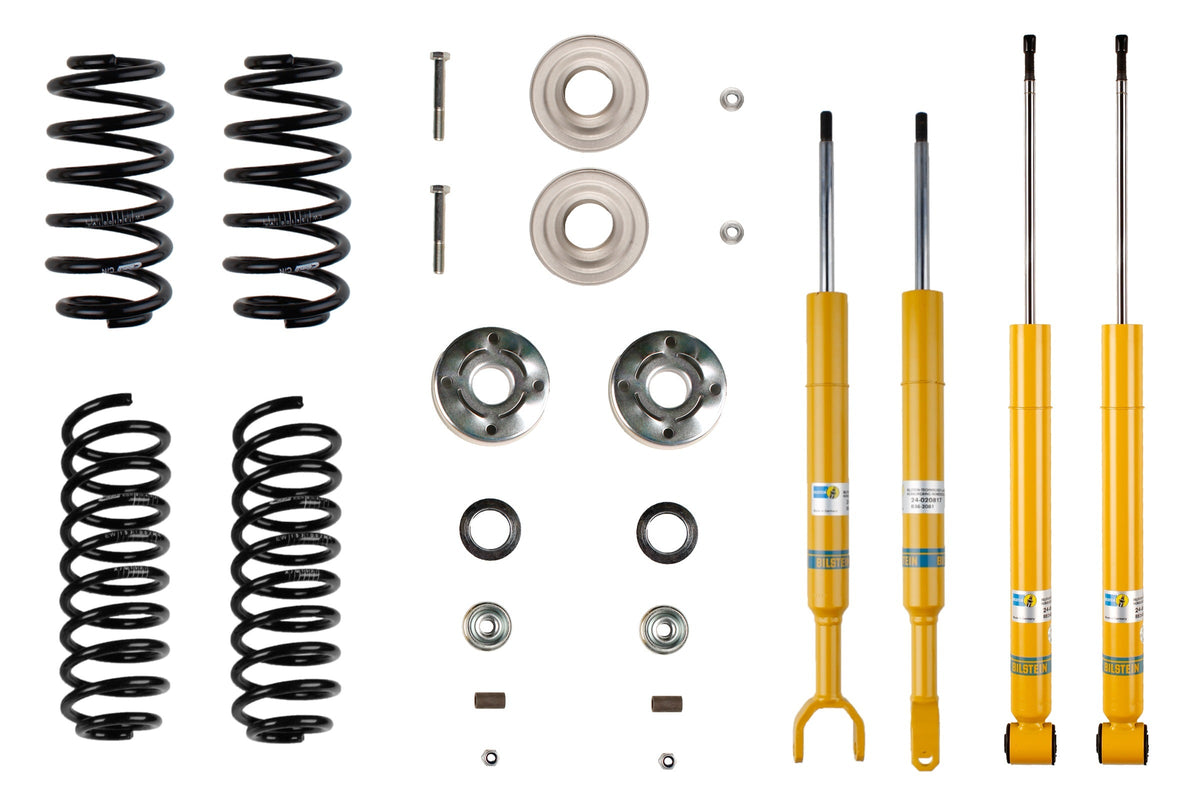 Bilstein B12 suspension kit for Audi A4 (8D2 B5), showing shock absorbers and coil springs in the kit image.