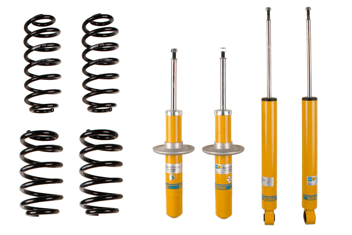 Bilstein B12 suspension kit for Audi A5 Cabriolet (8F), featuring shock absorbers and coil springs in the kit.