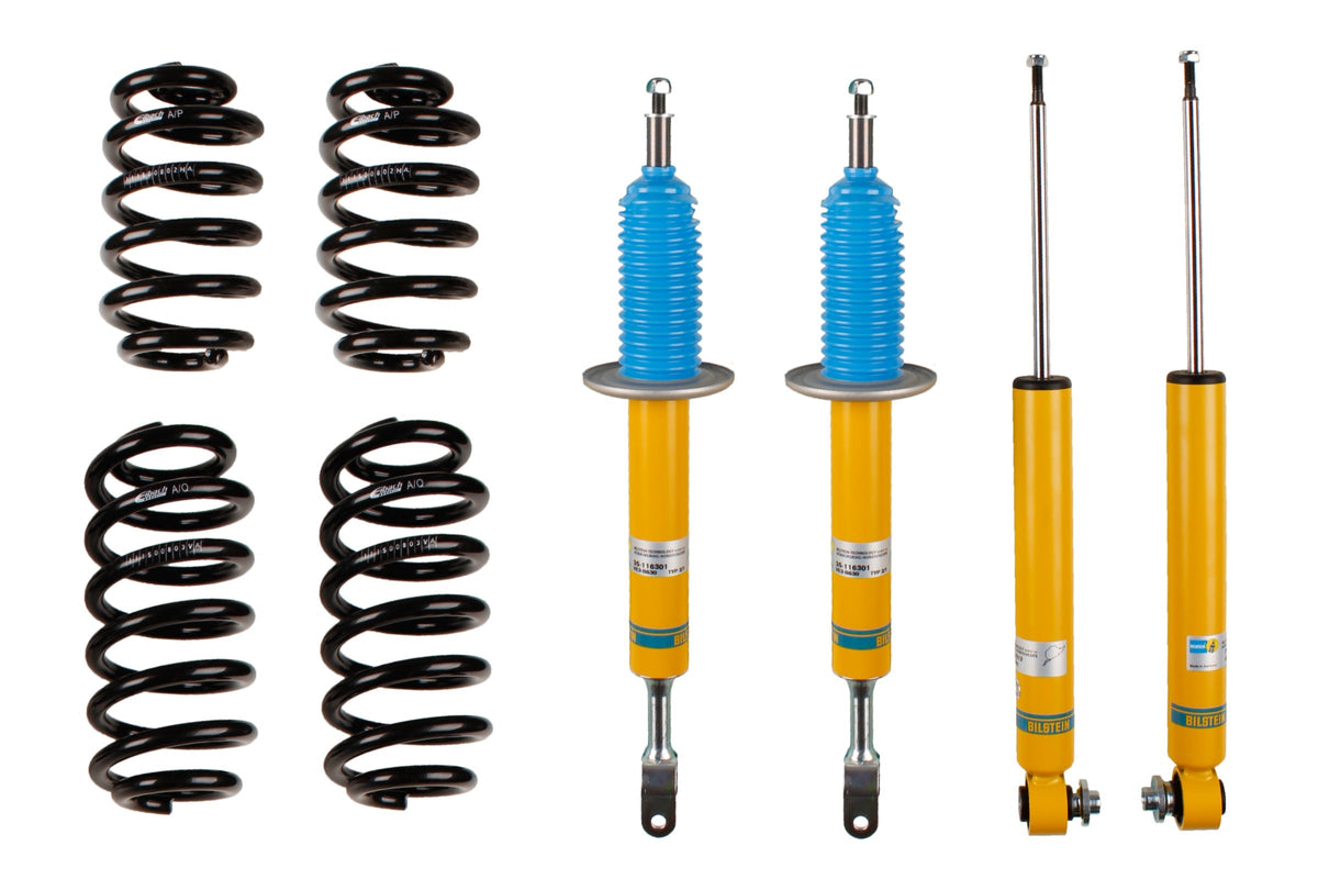 Bilstein B12 suspension kit for Audi A6 (4F2), featuring shock absorbers and coil springs in the suspension system.