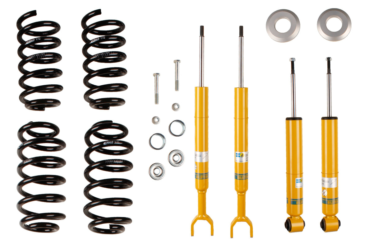 Bilstein B12 suspension kit for Audi A6 Avant (4B C5), showing shock absorbers and coil springs in the kit.