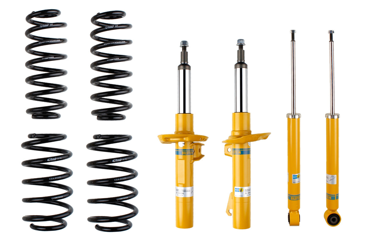 Bilstein B12 suspension kit for Audi A3 (8P1), featuring shock absorbers and coil springs for improved ride quality.
