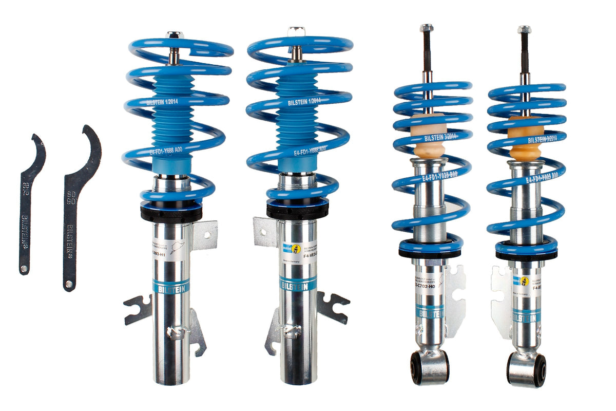 Bilstein B14 suspension coilover kit for BMW Mini with threaded ride height adjustment, shown in image.