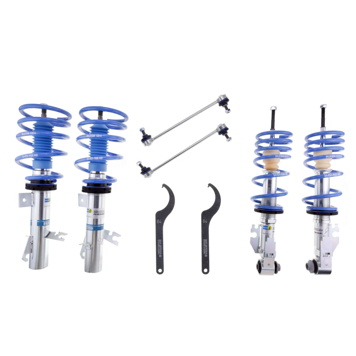 Bilstein B14 suspension coilover kit for BMW Mini MKII K, showing assembled shock absorbers and coil springs.