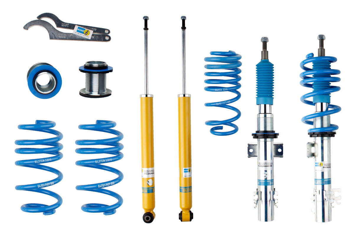 Bilstein B14 coilover suspension kit for Volkswagen Polo WRC, front and rear shock absorbers with adjustable height.