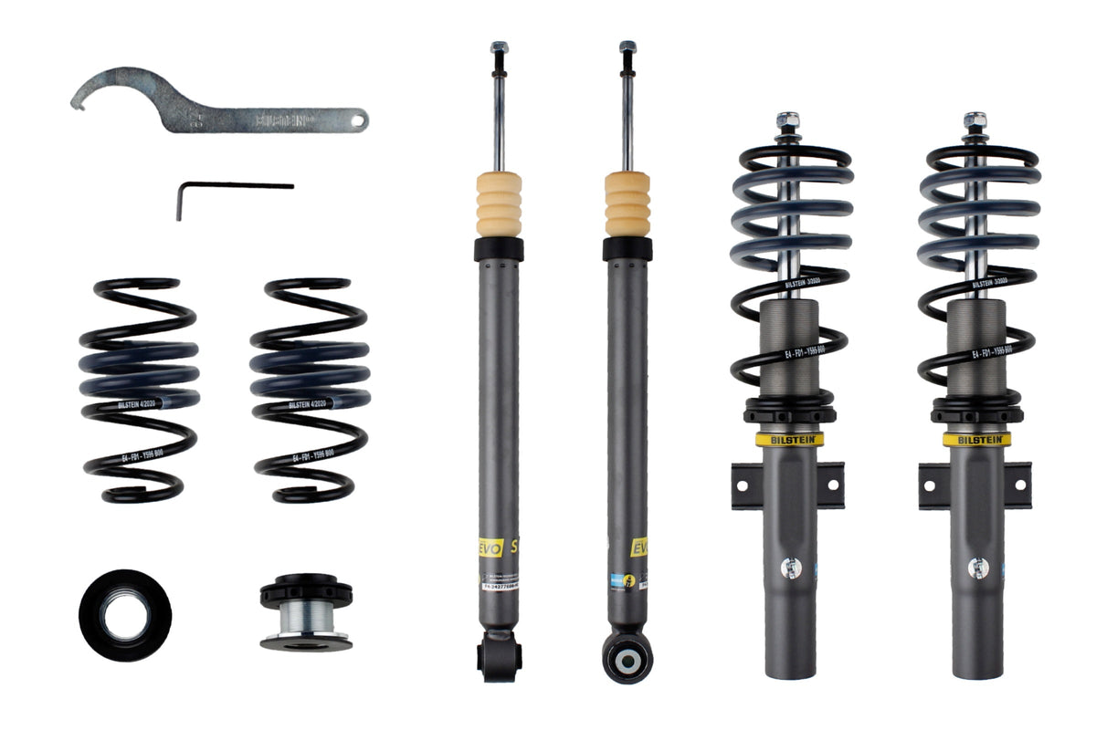 Bilstein ES suspension coilover kit for Volkswagen Polo VI AW K, showing coilover components in the image.