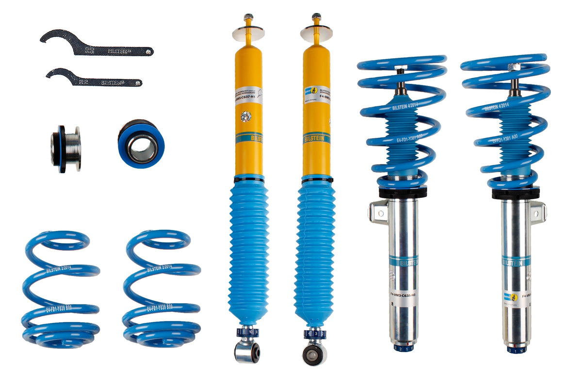 Bilstein B16 coilover suspension kit for BMW 3 Series E46, featuring adjustable shocks and performance suspension components.