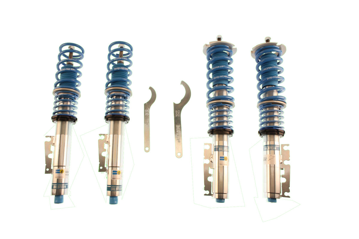 Bilstein B16 Coilover Kit for Porsche Boxster 9866, showing adjustable shock absorbers and suspension components.