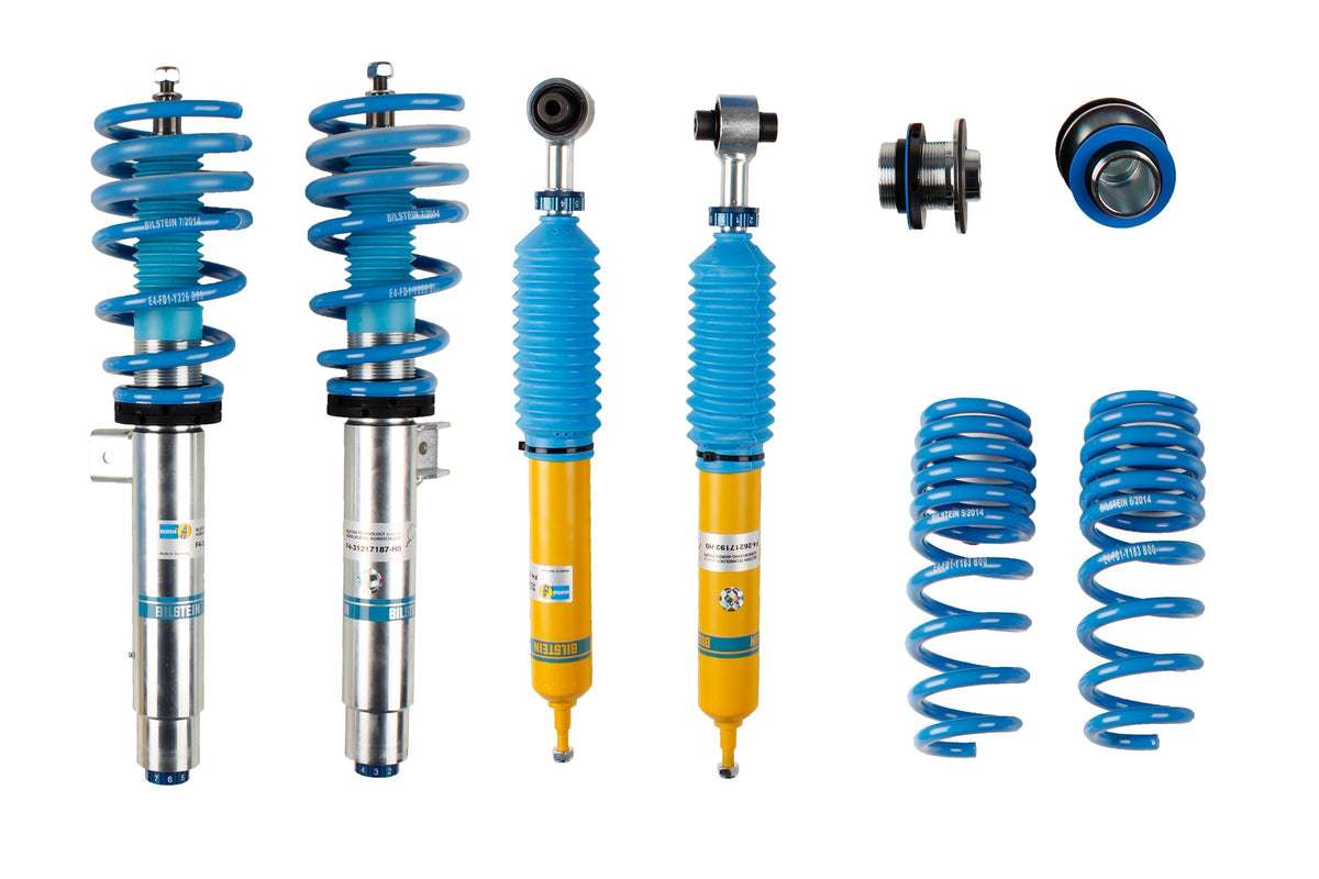 Bilstein B16 PSS10 coilover suspension kit for BMW 1 Series F20 F21 F30 F31 F35, showing the assembled coilover components.
