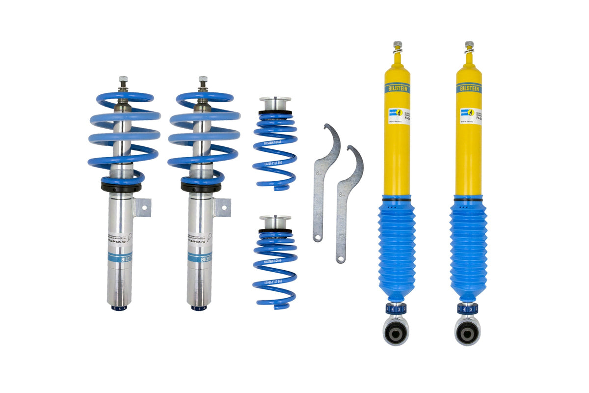 Bilstein B16 PSS10 coilover suspension kit for BMW Mini F56, featuring adjustable shock absorbers and coil springs.