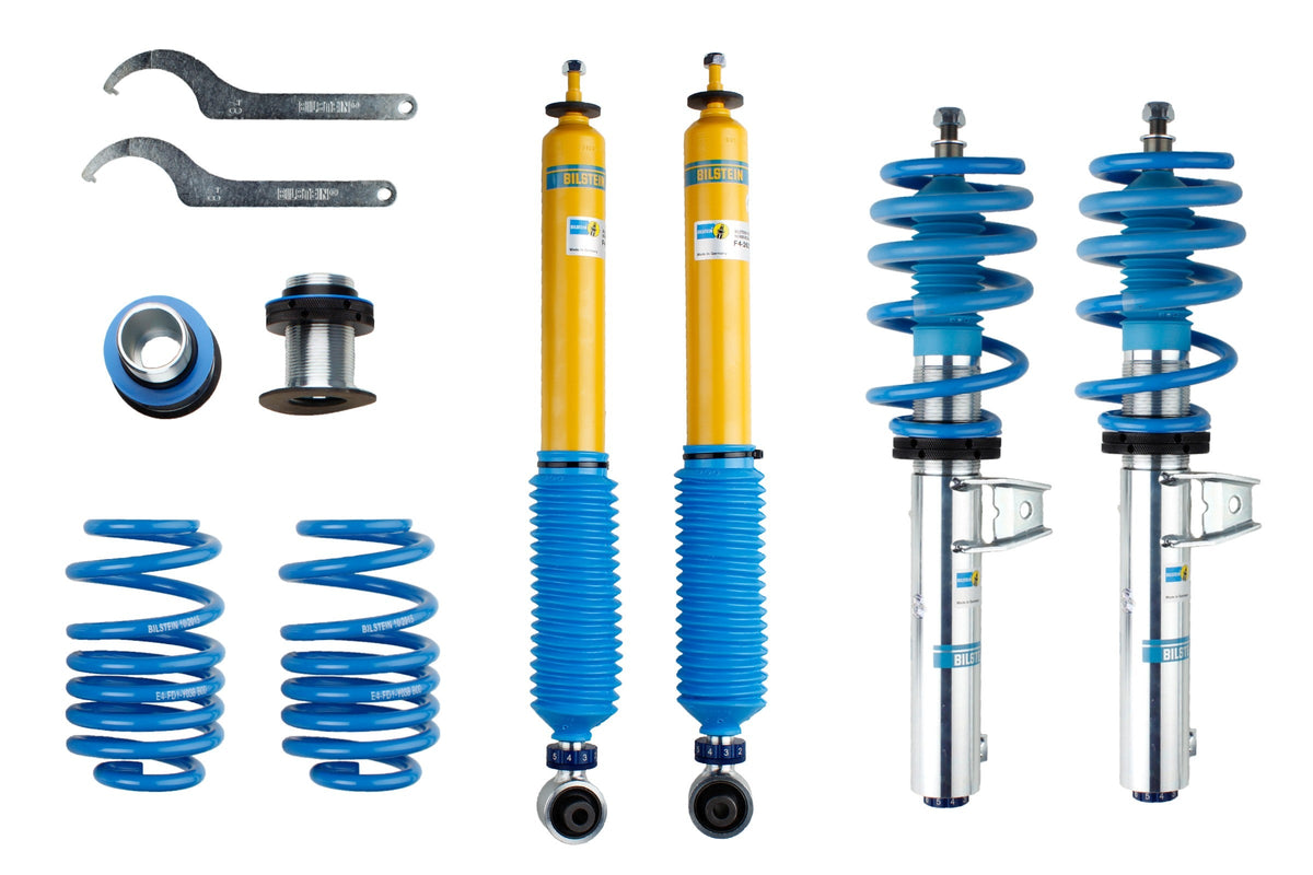 Bilstein B16 PSS10 coilover suspension kit for Audi TT 8S, showing the adjustable shock absorbers and coilover components.