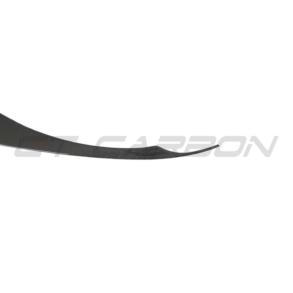 Carbon fibre front bumper splitter for Ferrari F8 (2019-2023) by CT Carbon, showcasing sleek, high-performance automotive styling.