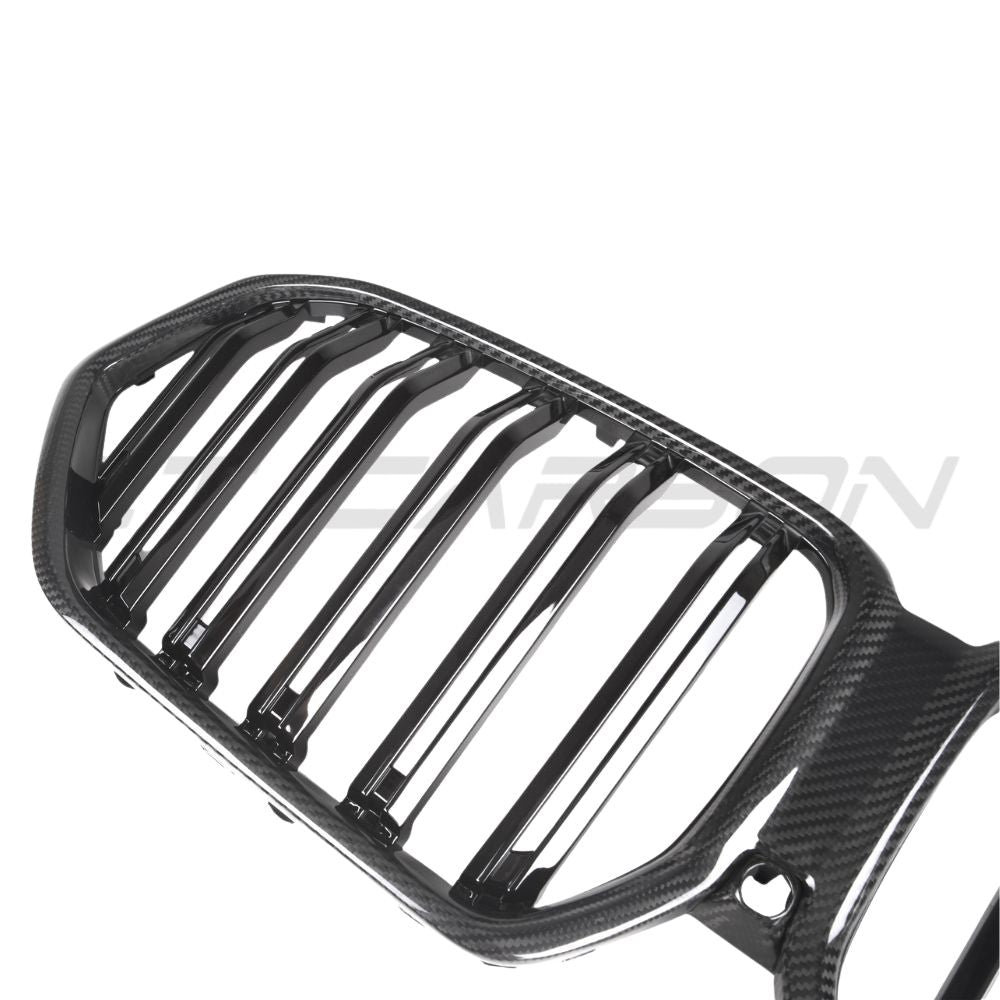 BMW X6 G06 and X6M F96 2019-2022 carbon fiber grille with double slat design, made by CT Carbon.