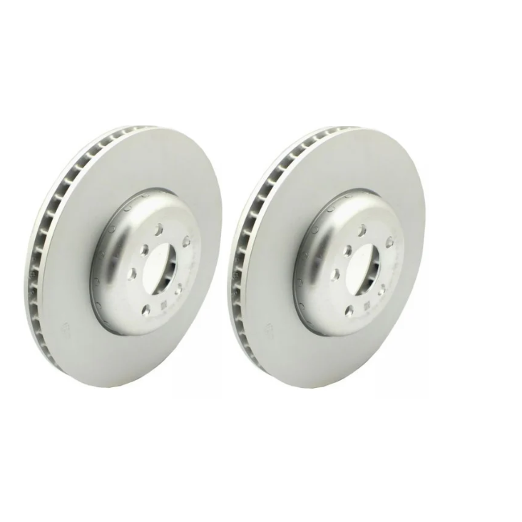 Genuine BMW rear brake disc set for G20, G21, G22, G23, G26, G30, G31, G11, G12, G01, and G05 models, shown in image.