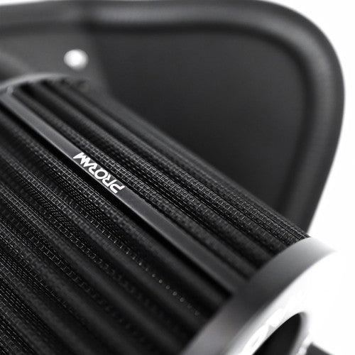 Ramair Proram performance induction kit installed in a Volkswagen MK8 1.5/1.0 TSI engine, showcasing air intake components.