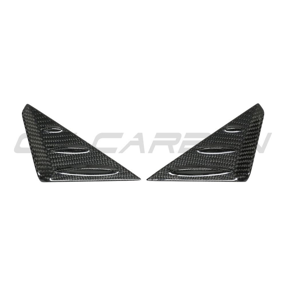 CT Carbon Porsche 911 and Cayman carbon fiber pillar trim accessory showing sleek, textured carbon fiber finish on car interior pillars.