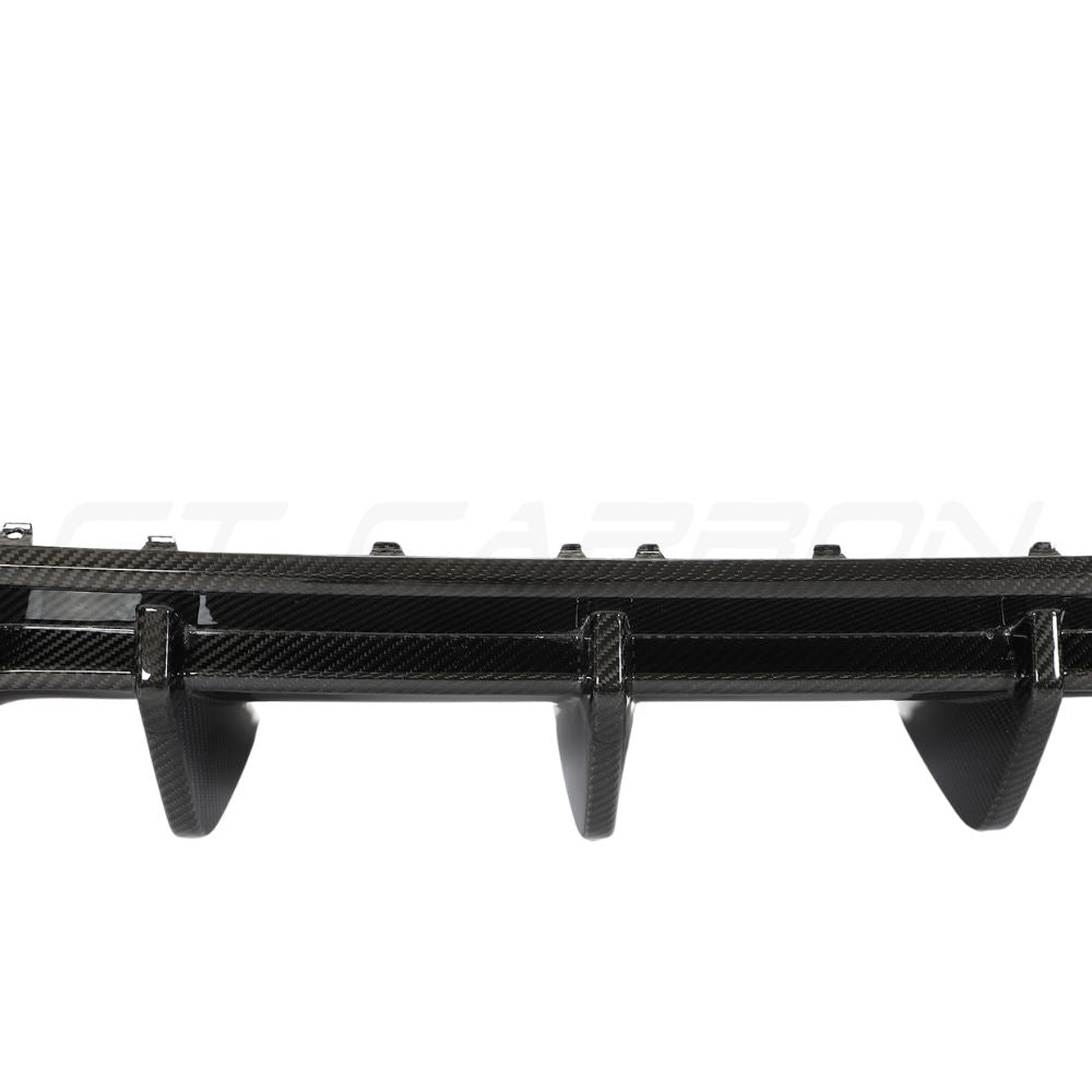 Audi RS3 8Y 2022-2024 saloon carbon fibre diffuser V1 by CT Carbon, showcasing sleek, lightweight aerodynamic design.