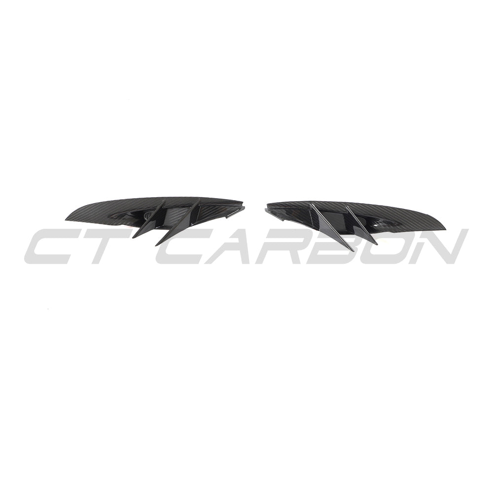 CT Carbon Toyota Supra 2019+ A90 carbon fibre front bumper vent trim, close-up of sleek, textured automotive accessories.