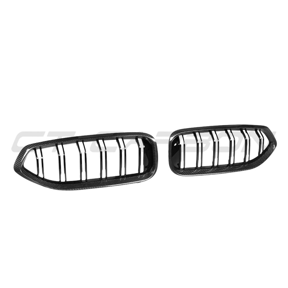 BMW Z4 G29 2018-2022 CT Carbon double slat carbon fiber grille showcasing sleek black design and high-quality finish.