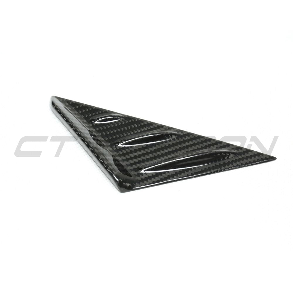 CT Carbon Porsche 911 and Cayman carbon fibre A pillar trim accessory showing sleek, lightweight carbon fibre material on a car interior