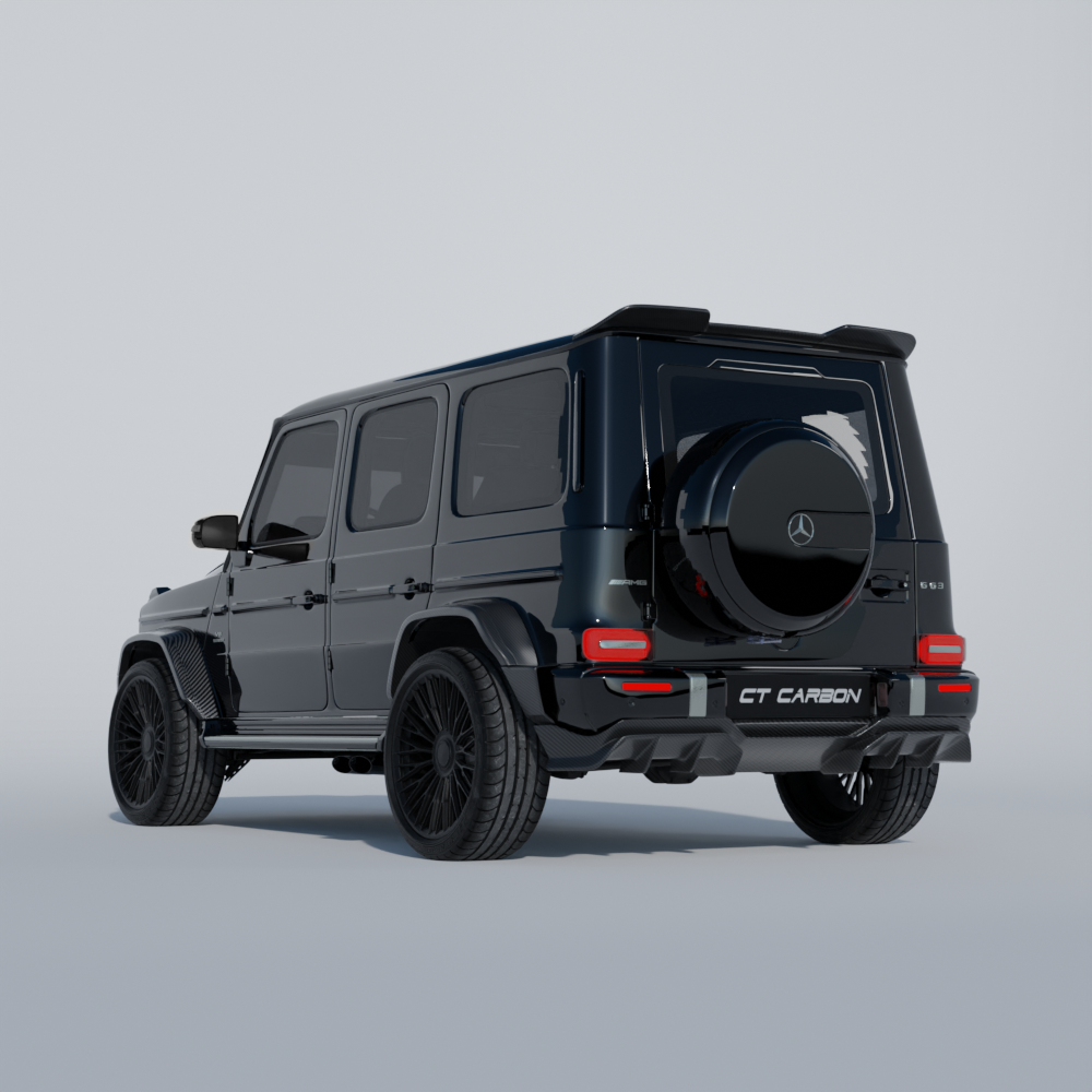 Mercedes-Benz W463 G63 full carbon fibre wide arch kit by CT Carbon, showing detailed carbon fibre panels and wide arch design.
