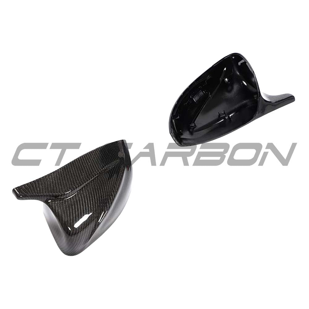 CT Carbon carbon fibre mirror covers for Audi A3 S3 RS3 8V accessories, without lane assist, shown on vehicle side mirrors.