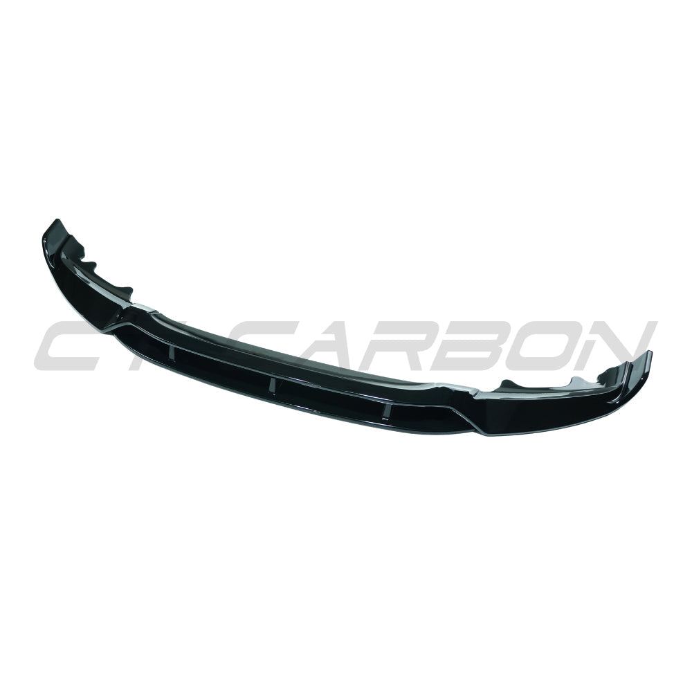 Gloss black CT Carbon splitter for BMW X6 F16 2014-2018, showcasing the aerodynamic automotive accessory designed for enhanced style.