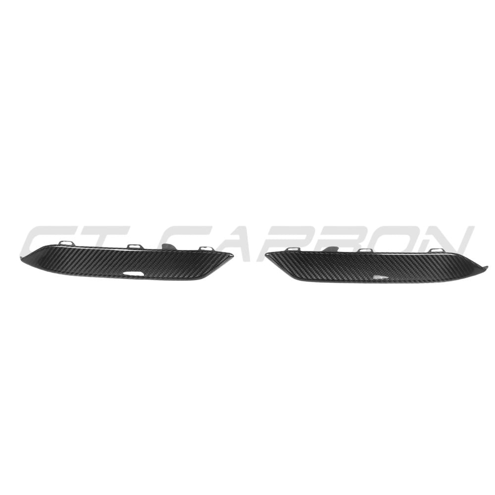BMW M8 F91/F92/F93 2019+ Carbon Fibre Lower Front Bumper Trim by CT Carbon, close-up view of the sleek carbon fiber accessory.