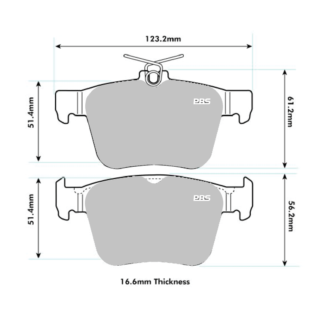 Audi TT MK3 PBS Performance Brake Pads 7002, rear brake pads with metal backing and friction material for enhanced braking.