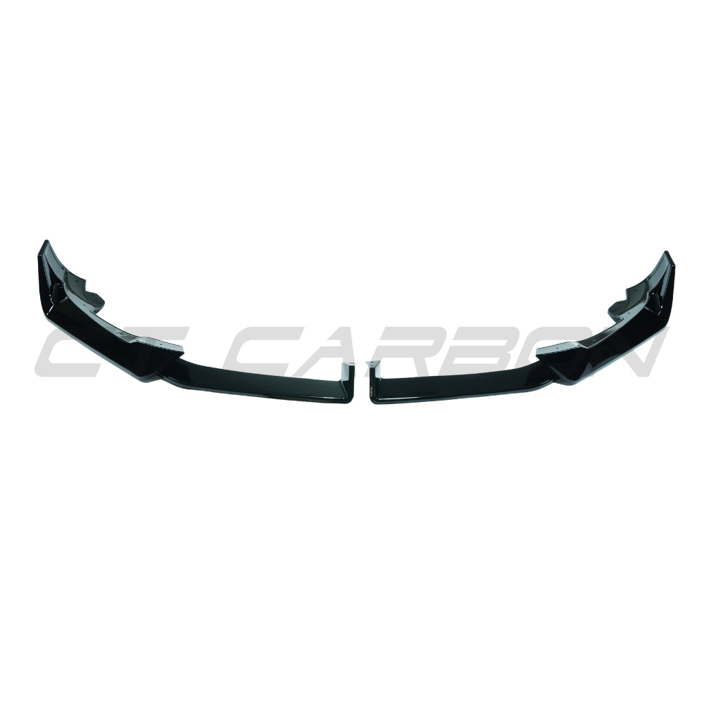 BMW X6 G06 2023+ LCI CT Carbon gloss black splitter installed on front bumper, showcasing sleek aerodynamic design.