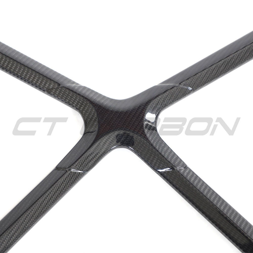 CT Carbon Audi R8 Coupe 2015-2024 carbon fiber strut brace, close-up view of the lightweight automotive accessory.