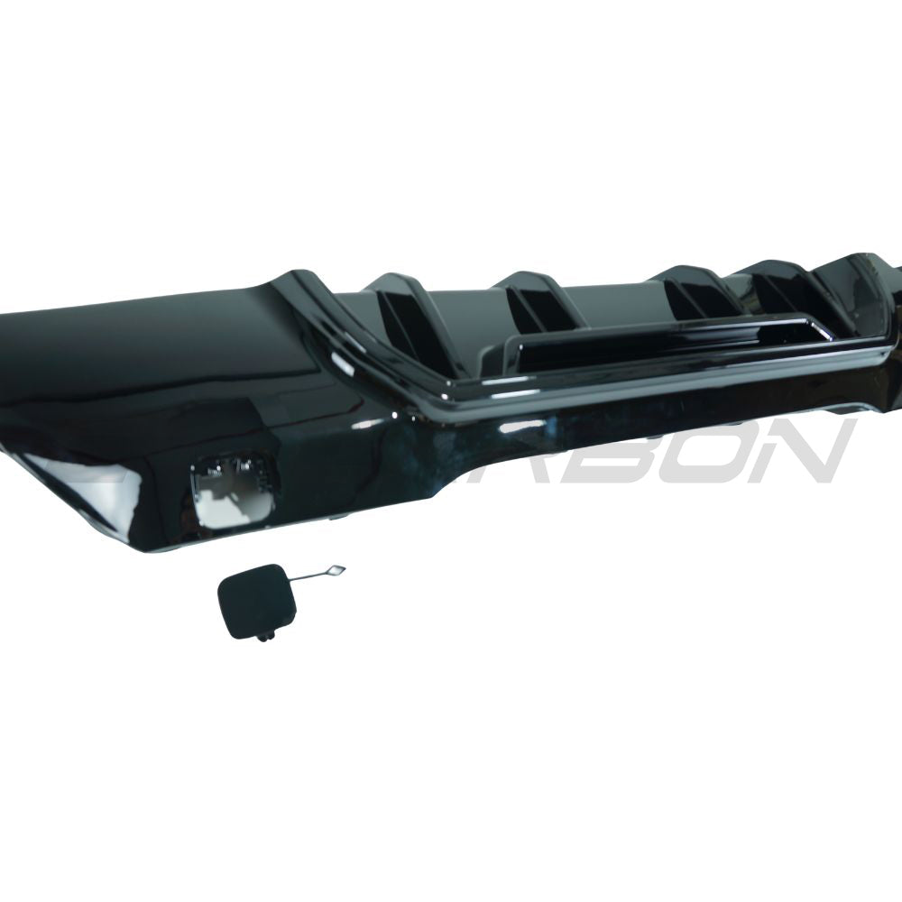 BMW F40 1 Series 2019-2024 CT Carbon gloss black diffuser with single exit, showcasing sleek automotive design and finish.