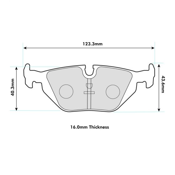BMW E36 rear brake pads by PBS, performance brake pads excluding M3, showing the durable brake pad design for optimal stopping power.