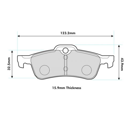 PBS MINI Rear Performance Brake Pads 8139 set showing black brake pad material and metal backing plates, designed for automotive braking systems.