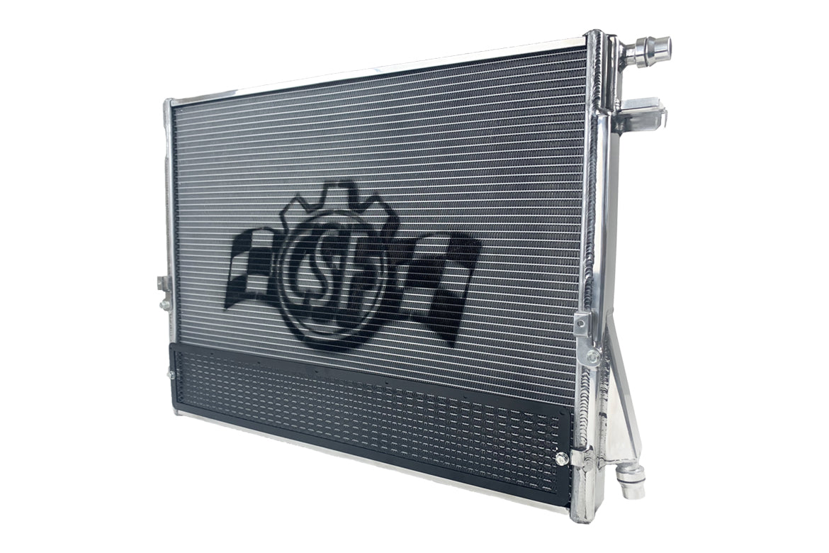 CSF all-aluminium radiator upgrade for 2017+ Toyota Supra A90, showing the sleek, high-performance heat exchanger design.