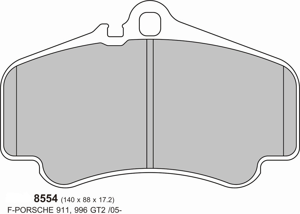PBS front brake pads for Porsche 911 996 GT2, GT3, Turbo 99-02, showing the high-performance brake pad design.
