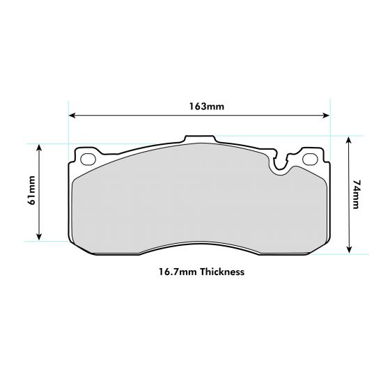 BMW 1 Series E82 135i coupe PBS Prorace front brake pads, high-performance brake pads with detailed metallic backing plate