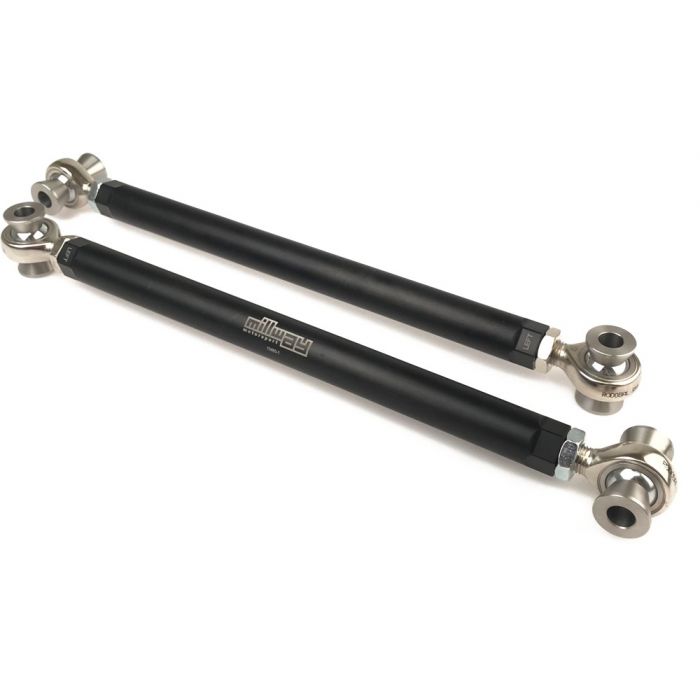 Millway Motorsport adjustable rear toe links for F2X/F3X 1/2/3/4 Series, suspension linkage in white with detailed fittings