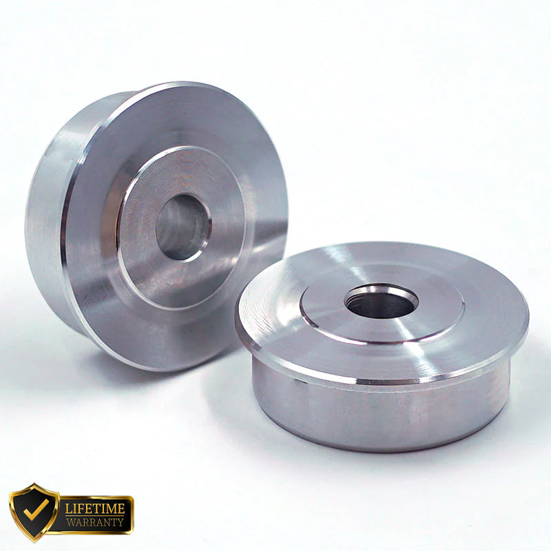 Suspension Secrets rear solid control arm bush inserts for Porsche Boxster and Cayman 986/987 suspension linkages.