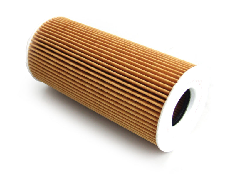 Genuine Porsche oil filter for Porsche 981 and 718 GT4 models, featuring the branded metal casing and filter element inside.