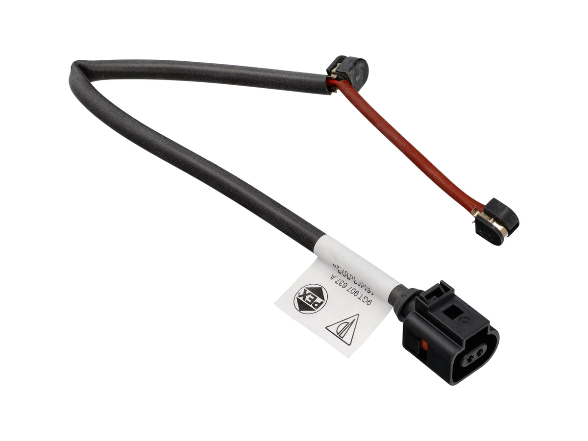 Genuine Porsche rear brake pad wear sensor for Porsche 992 GT3/RS and 718 GT4 RS, showing the sensor part with wiring.