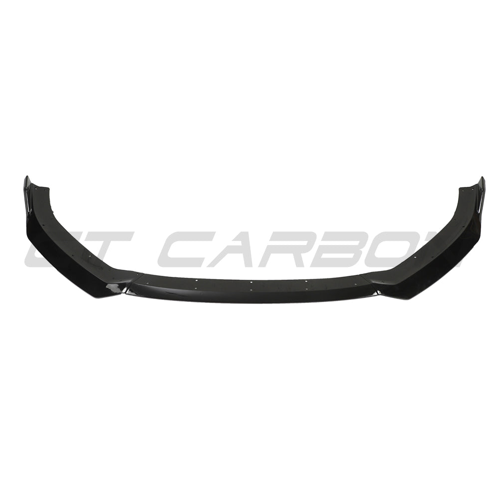 CT Carbon gloss black splitter for Audi A3 S-Line and S3 8V facelift 2017-2020, front bumper accessory with aerodynamic design.