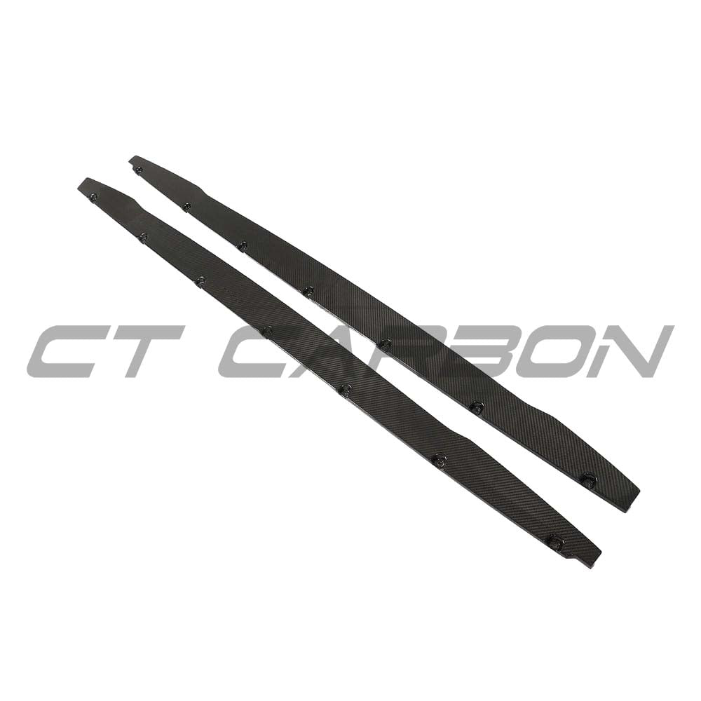 AUDI A3/S3/RS3 8Y Sportback full carbon fibre side skirts kit by CT Carbon, showing sleek, high-quality carbon fibre finish.