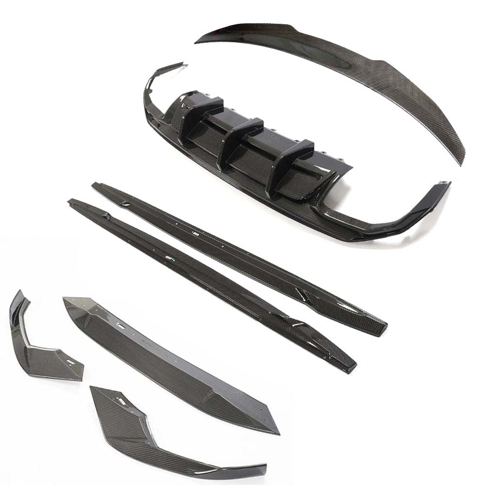 Full carbon fiber kit for Audi A3/S3 8Y saloon by CT Carbon, featuring sleek carbon fiber panels and accents.