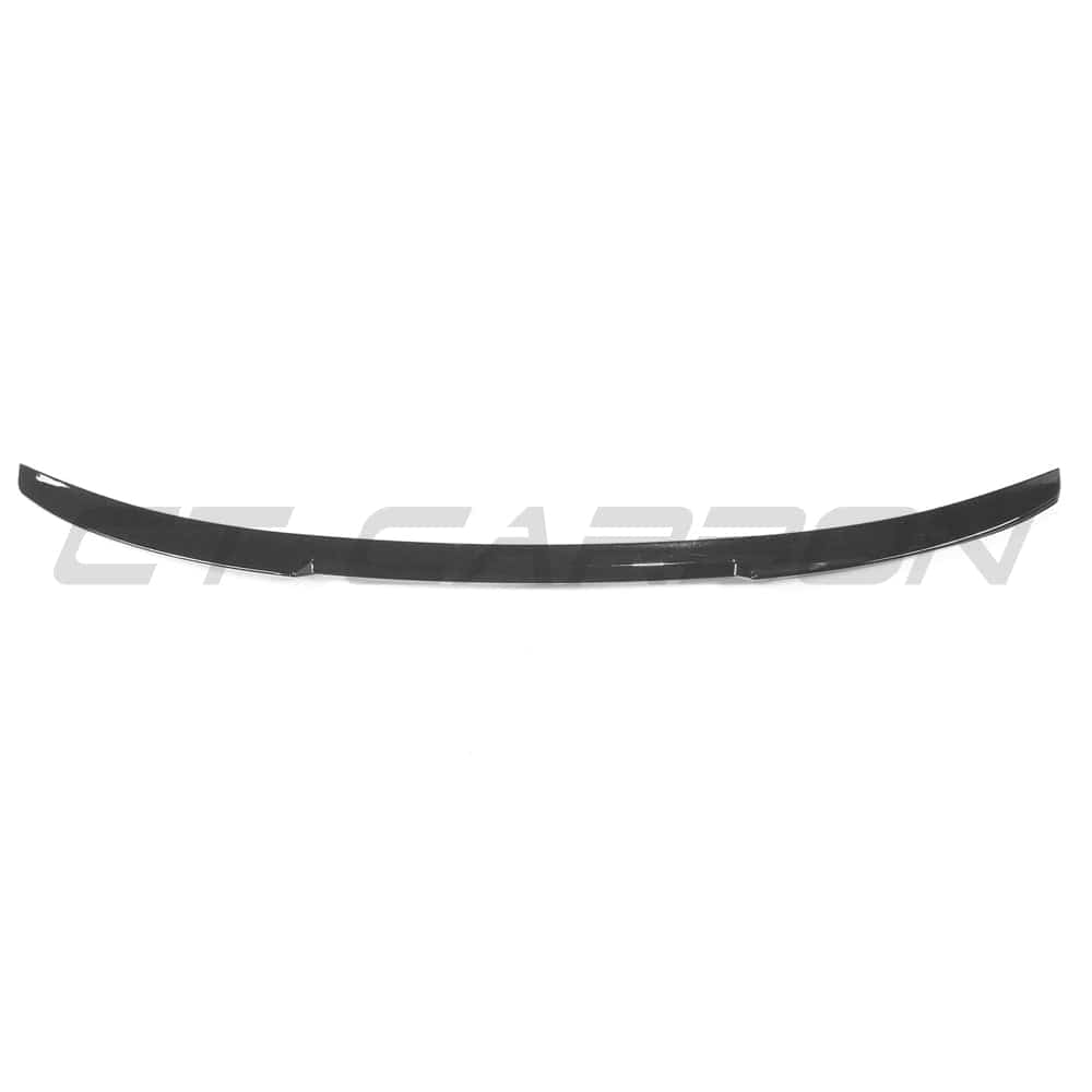 Gloss black spoiler for Audi A3/S3 saloon 2013-2019 8V, CT Carbon V1 model, shown on car with sleek finish and aerodynamic design.