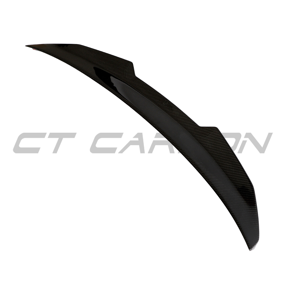 Carbon fiber spoiler for Audi A3, S3, RS3 8V sedan by CT Carbon, featuring a sleek, aerodynamic design for 2014-2019 models.