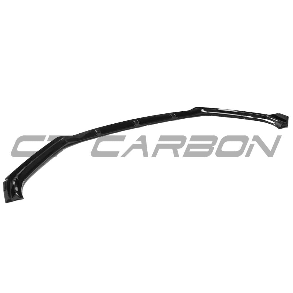 Audi A4 S-Line and S4 B9 2016-2019 gloss black splitter by CT Carbon, showing the sleek front splitter with mounting details.