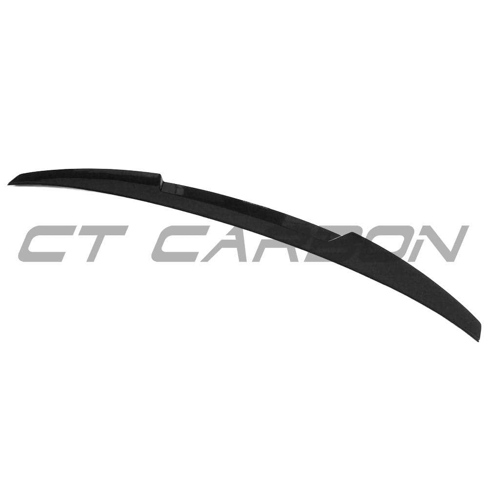 Gloss black spoiler for Audi A4 and S4 B9 2016+ saloon, by CT Carbon, shown on the vehicle's rear trunk lid.